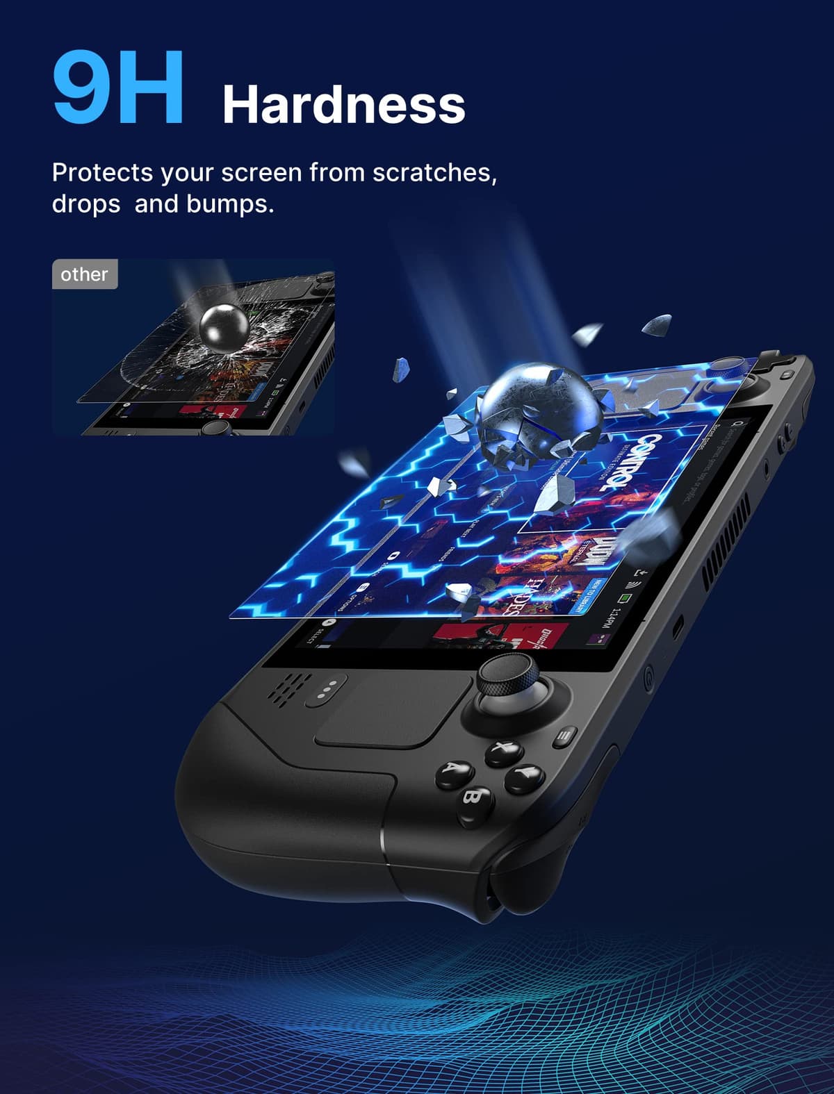 JSAUX Protector Pantalla Anti-reflejos para Steam Deck LCD & OLED [2 Piezas], Cubierta integral de Cristal Templado, Fácil de Instalar con Marco guía (Versión Mejorada) — view 6