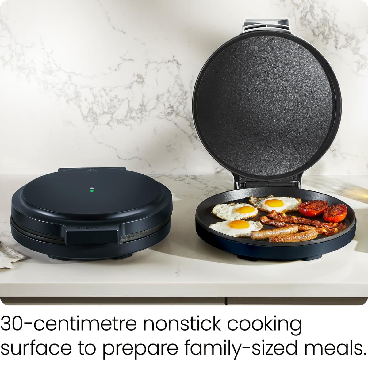 Chefman Everything Maker, 30cm Pizza Oven, Omelette Maker Non Stick Pan, 1570W, 220C High Heat, Digital Cookbook Included, LED Power Indicator Lights and Vertical Storage — view 3