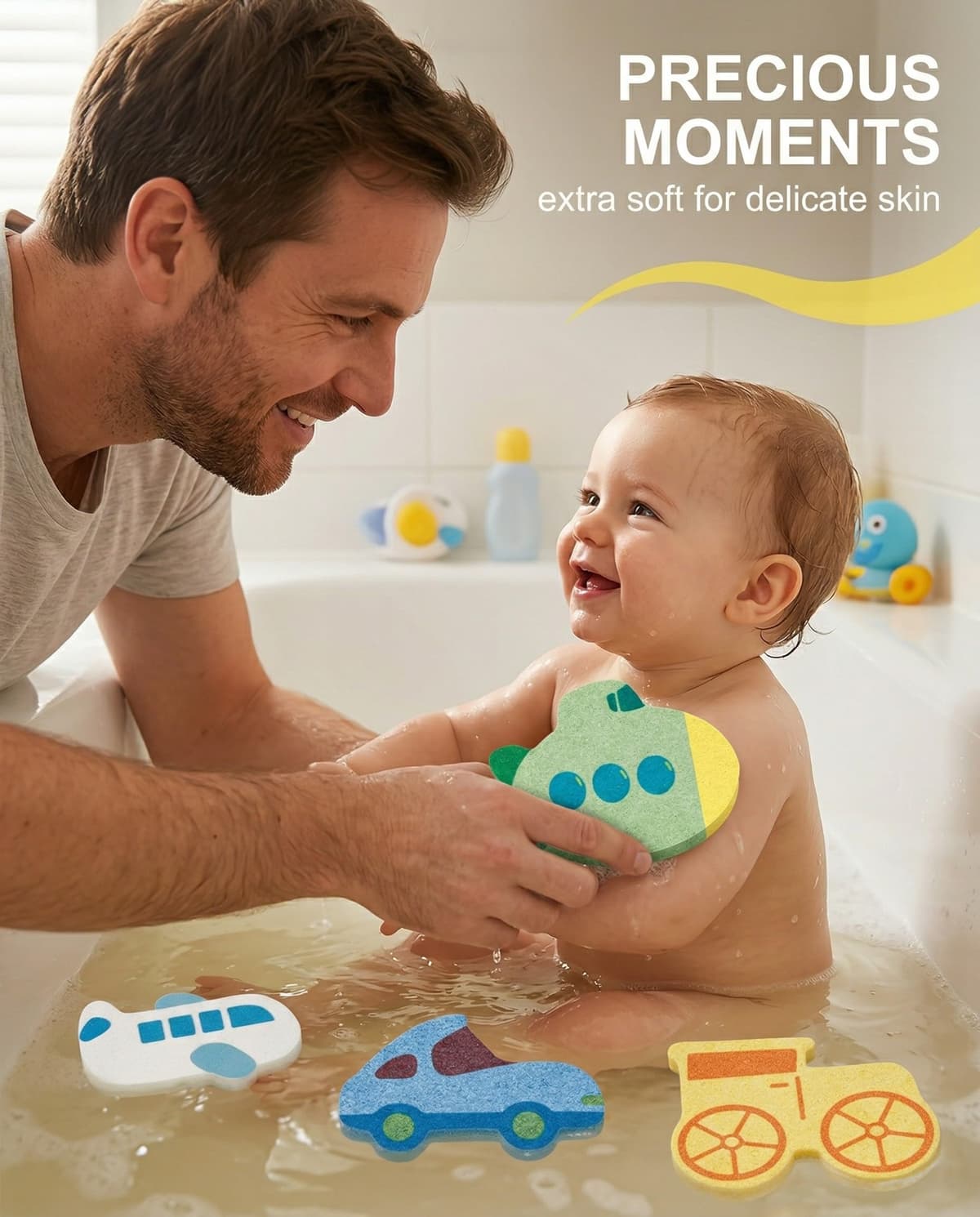 Esponjas Baño y Ducha Bebé, 4 Piezas, Extra Suaves y Naturales | Hipoalergénicas para Piel Sensible de Recién Nacidos y Niños — view 2