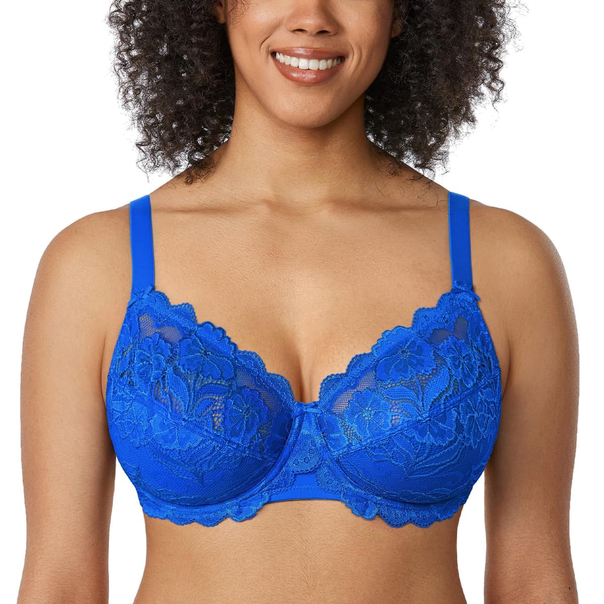 Delimira Women's Full Coverage Non-Foam Floral Lace Plus Size Underwired Bra — view 9