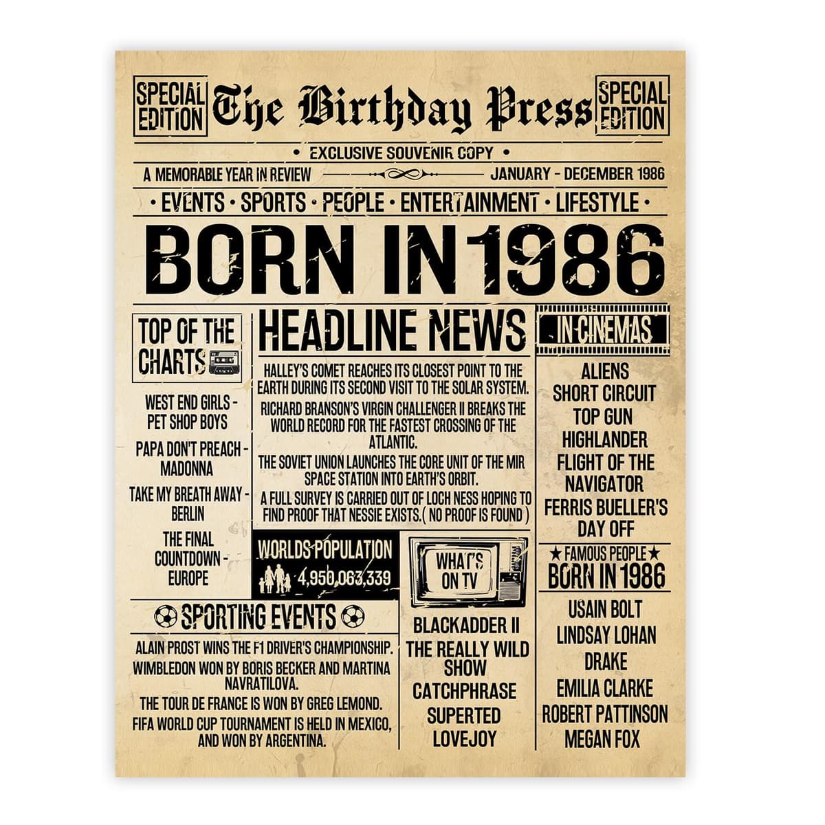 Stuff4 50th Birthday Poster Unframed - Born In 1976 Vintage Newspaper - Happy 50th Birthday Gifts for Women Men Retro Back In 1976, 8x10 Inch Decor Decoration Bday Party — view 32