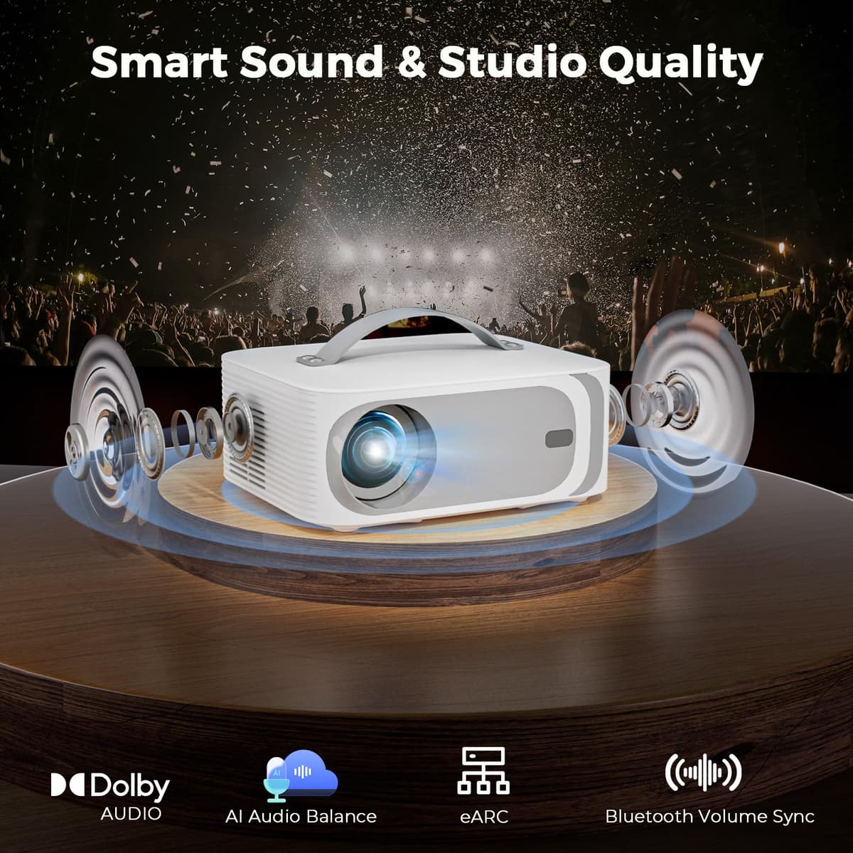 [5000+ Official-Apps & AI Auto Focus & 50W Dolby Audio] Outdoor-Projector-4k with WiFi and Bluetooth, AI Movin 2.0 OS Smart Projector with HDR10+, Lisowod Portable 4K Proyector 2026 Upgraded — view 5