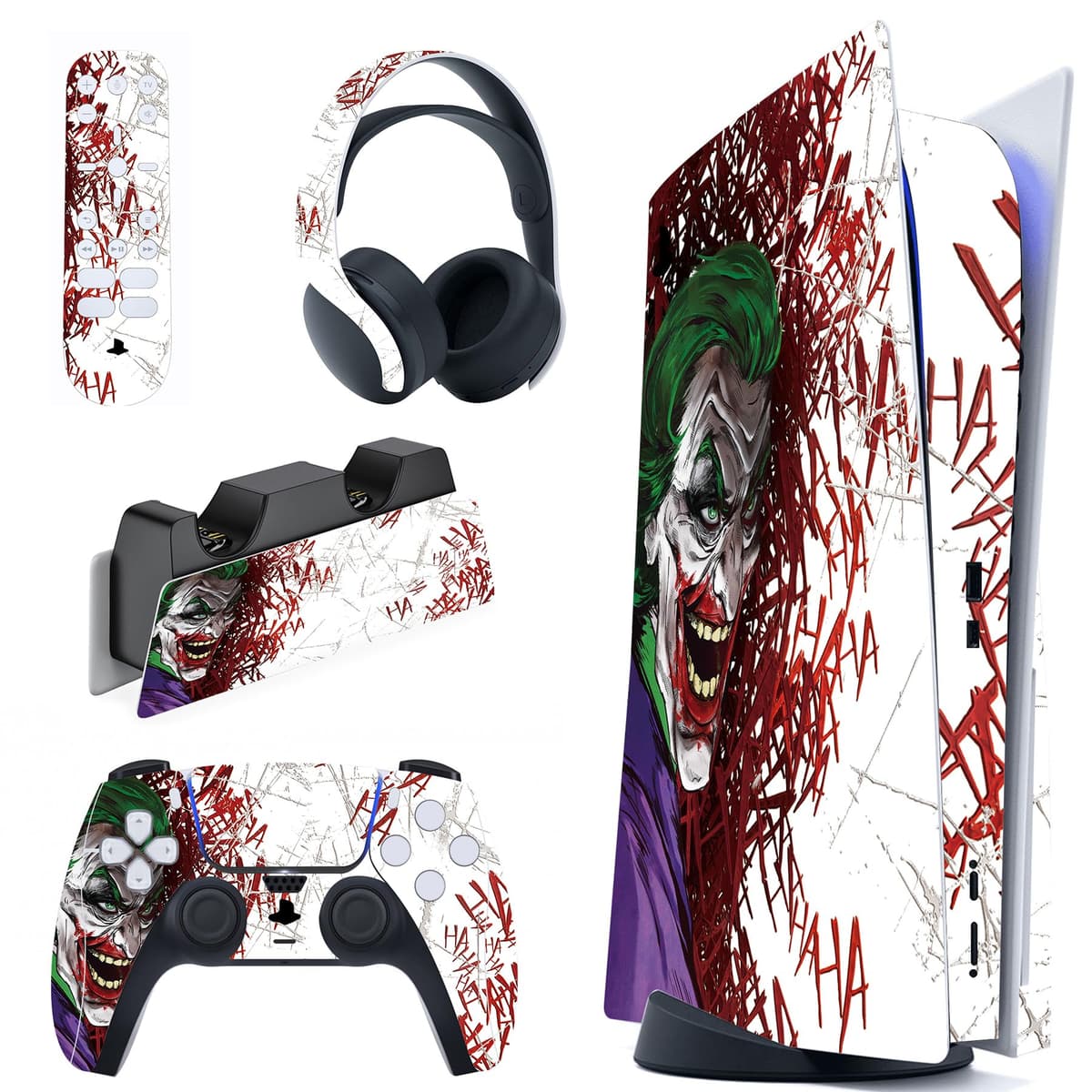 PlayVital Neon Dragoon Full Set Skin Decal for PS5 Console Disc Edition, Sticker Vinyl Decal Cover for PS5 Controller & Charging Station & Headset & Media Remote — view 20