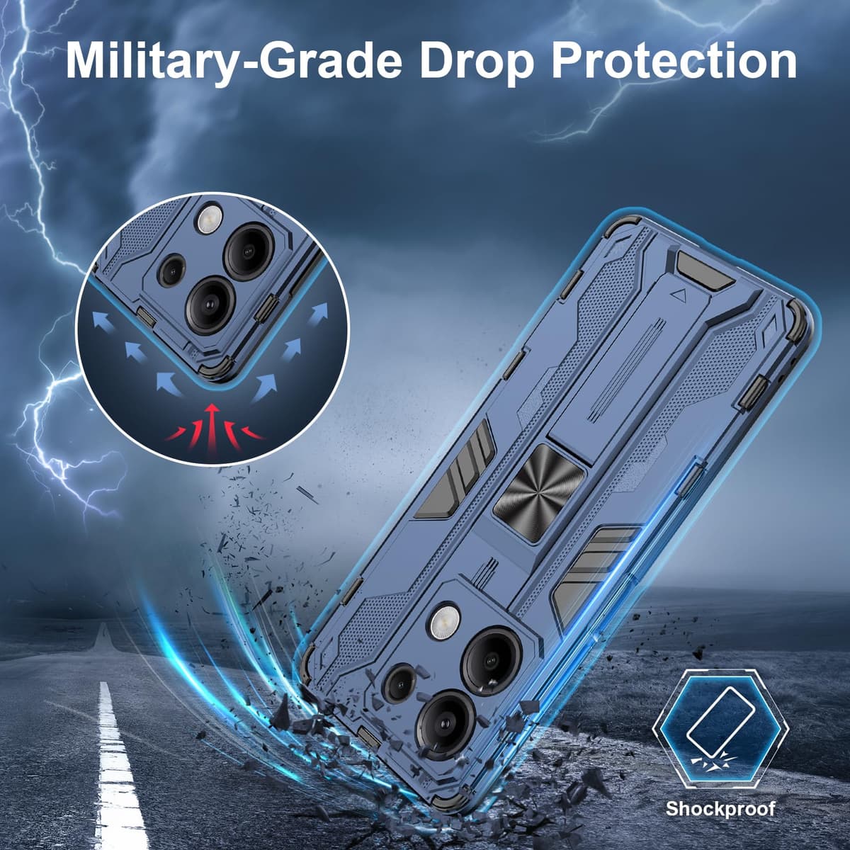 Funda para CMF Phone 2 Pro, Carcasa Antigolpes con Soporte anular metálico, Case Protectora de Grado Militar, Negro — view 1746