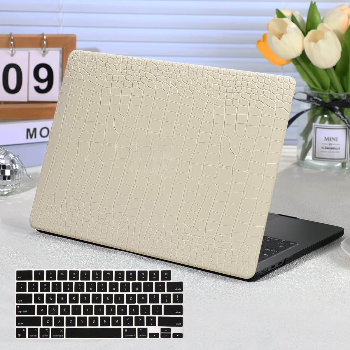 for MacBook Air 13.6 inch Case 2022 2023 2024 2025 Release M4 A3240 M3 A3113 M2 A2681 with Touch ID, Plastic Laptop Hard Shell Case & Keyboard Cover for M4 M3 M2 MacBook Air 13.6,Black Marble — view 33
