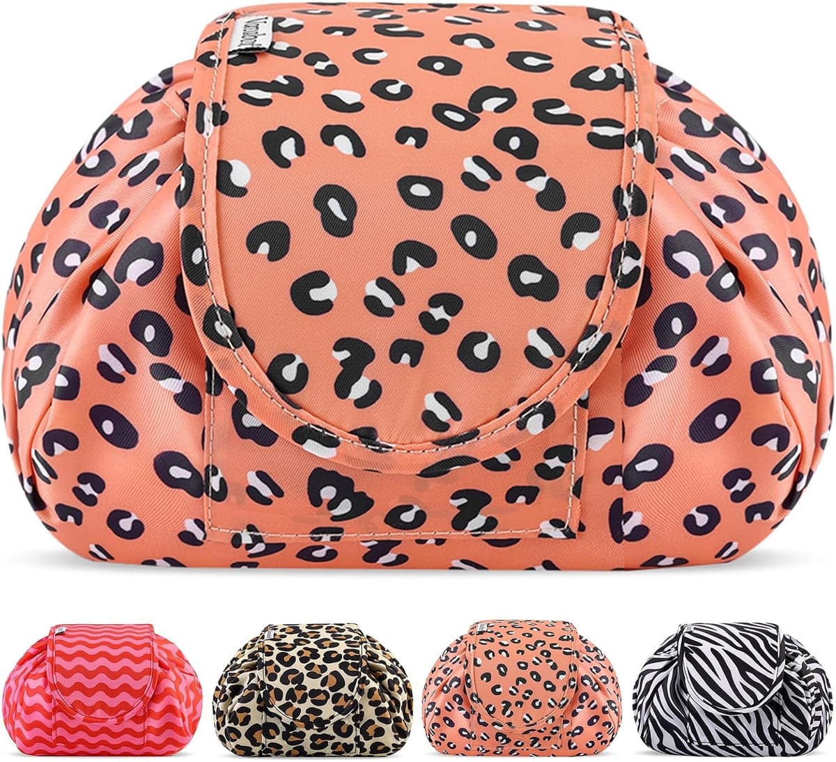 Lazy Drawstring Makeup Bags, Large Capacity Waterproof Travel Portable Cosmetic Bag Pouch Makeup Pouch Storage Organiser for Women Girl (Flamingo) — view 16
