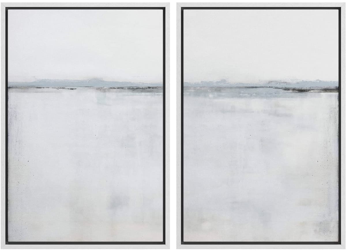 MUDECOR Framed Canvas Print Wall Art Set Watercolor Pastel Duotone Tan Landscape Abstract Shapes Illustrations Modern Art Decorative Contemporary for Living Room, Bedroom, Office - 24"x36"x2 Natural — view 22