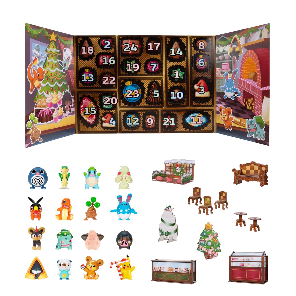 Pokémon Calendario Navideño 2025 - Incluye 16 figuras de batalla de 2 pulgadas con acabado especial y ocho accesorios únicos — view 4