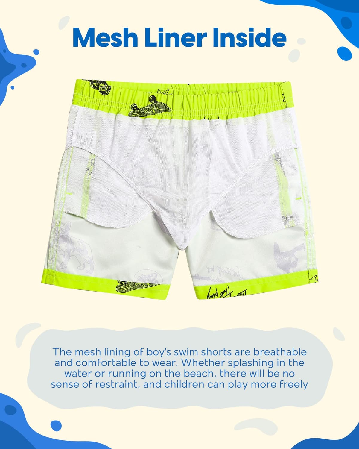 MaaMgic Bañador Niño Ropa de Baño para Niño Secado rápido Interior de Malla Short de Natación Estampado — view 7
