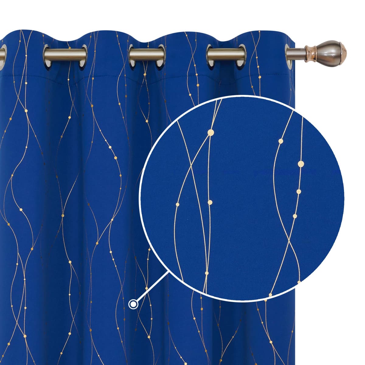 Deconovo Soft Dotted Line Foil Printed Blackout Curtains Thermal Insulated Curtains Eyelet Energy Efficiency Room Darkening Curtains for Bedroom 52 x 72 Inch Light Grey 2 Panels — view 72