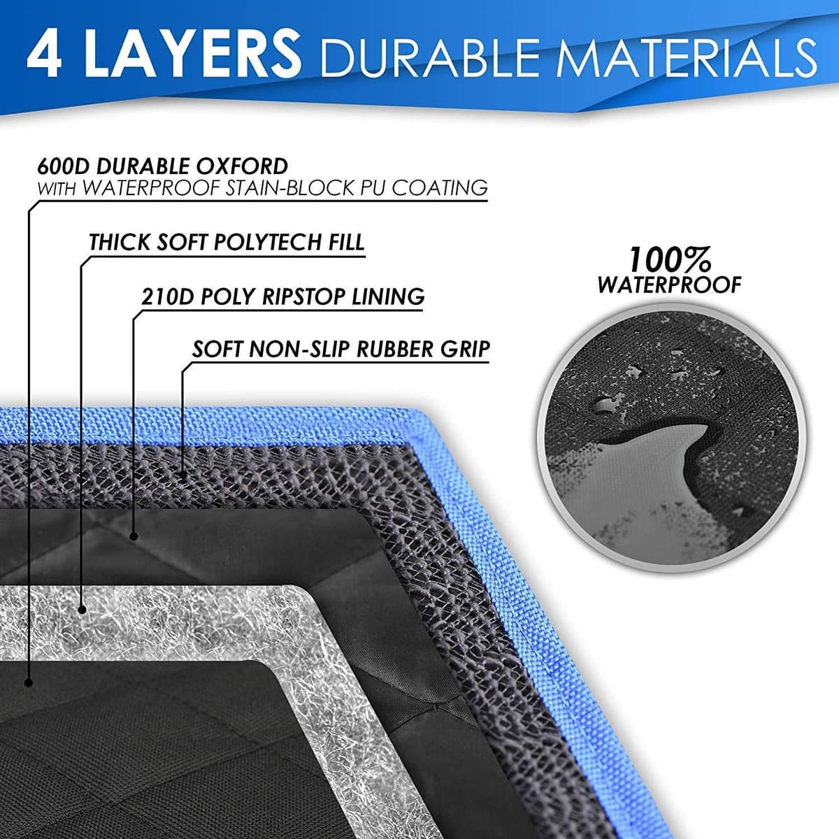 Dog Hammock for Car Back seat with Mesh Visual Window, Side Flaps with Zipper, Padded 4 Layers Waterproof Heavy Duty Hammock with Storage Bag, Scratch Proof Nonslip Pet Car Seat Cover — view 4