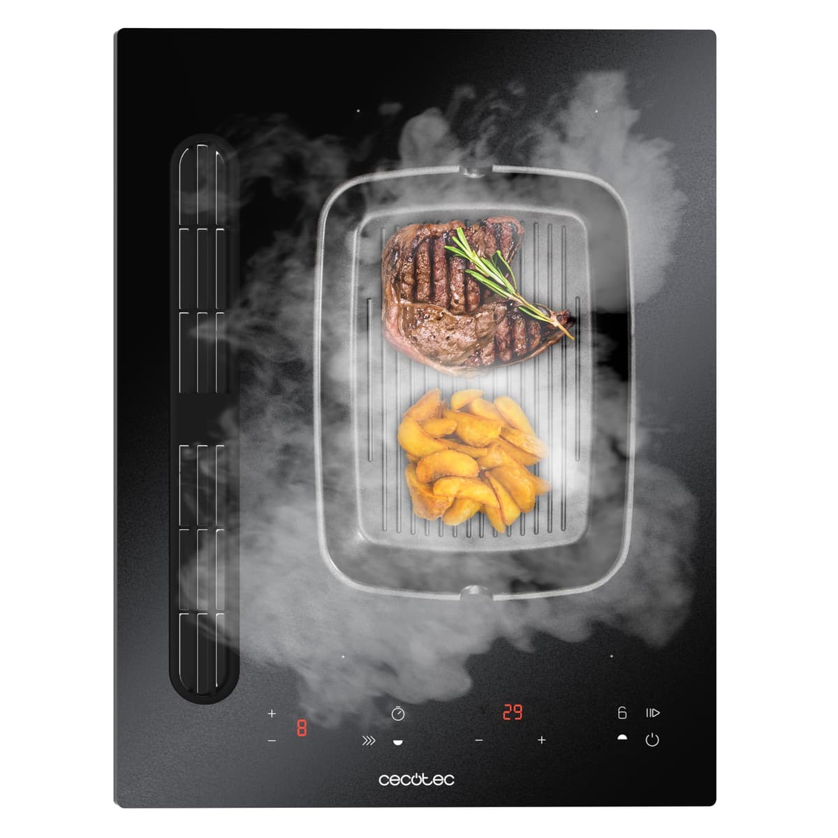 Cecotec Placa de Inducción Compacta con Campana Integrada 40cm Bolero Squad IH 2200 FullFlex ShieldGlass. 3500W, 9 Niveles, Booster, Kidlock, Succión 500m3/h, Touch Control, NO INCLUYE Kit Evacuación