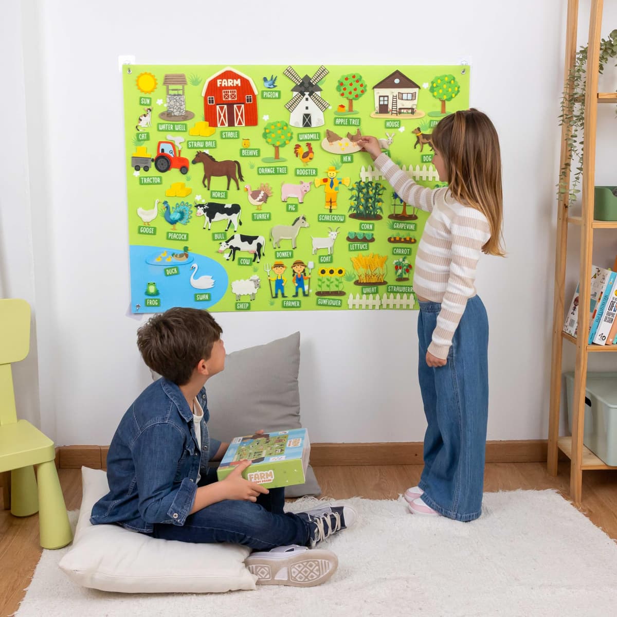 BONNYCO Felt Blackboard with 92 Animal Figures Farm Toys Montessori Children and Gifts for Children 3 to 8 Years Old. Sensory Panel Autism, Children's Educational Games, Christmas — view 9