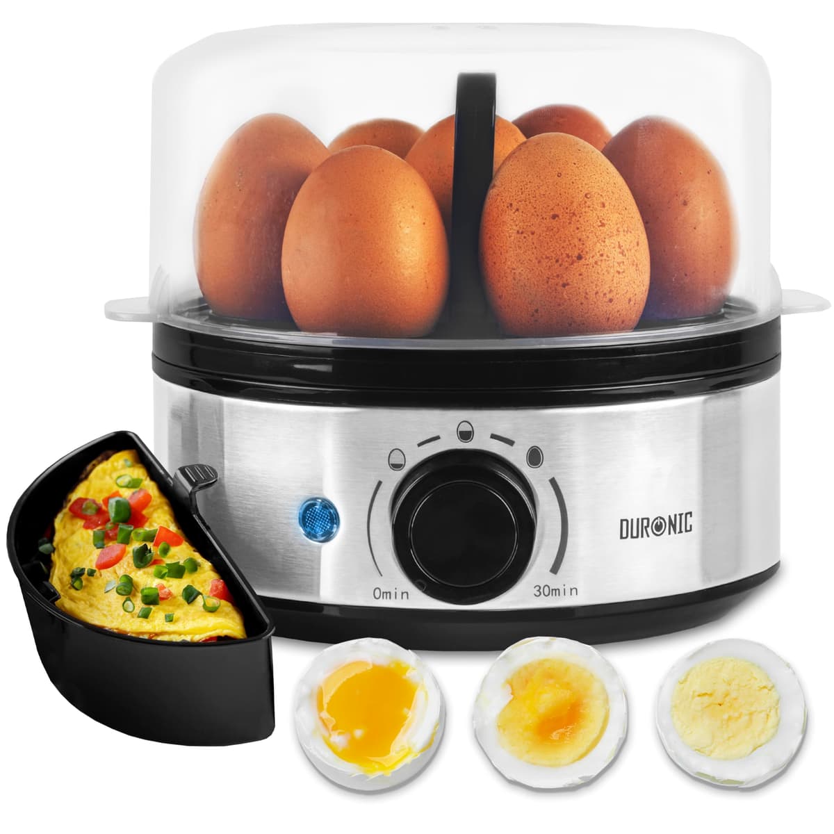 Duronic Electric Egg Boiler EB40 BK, Steamer for Eggs, Egg Cooking Machine, Automatic Egg Boiler Electronic Egg Poacher Machine for 7 Soft, Medium & Hard Boiled Eggs — view 8