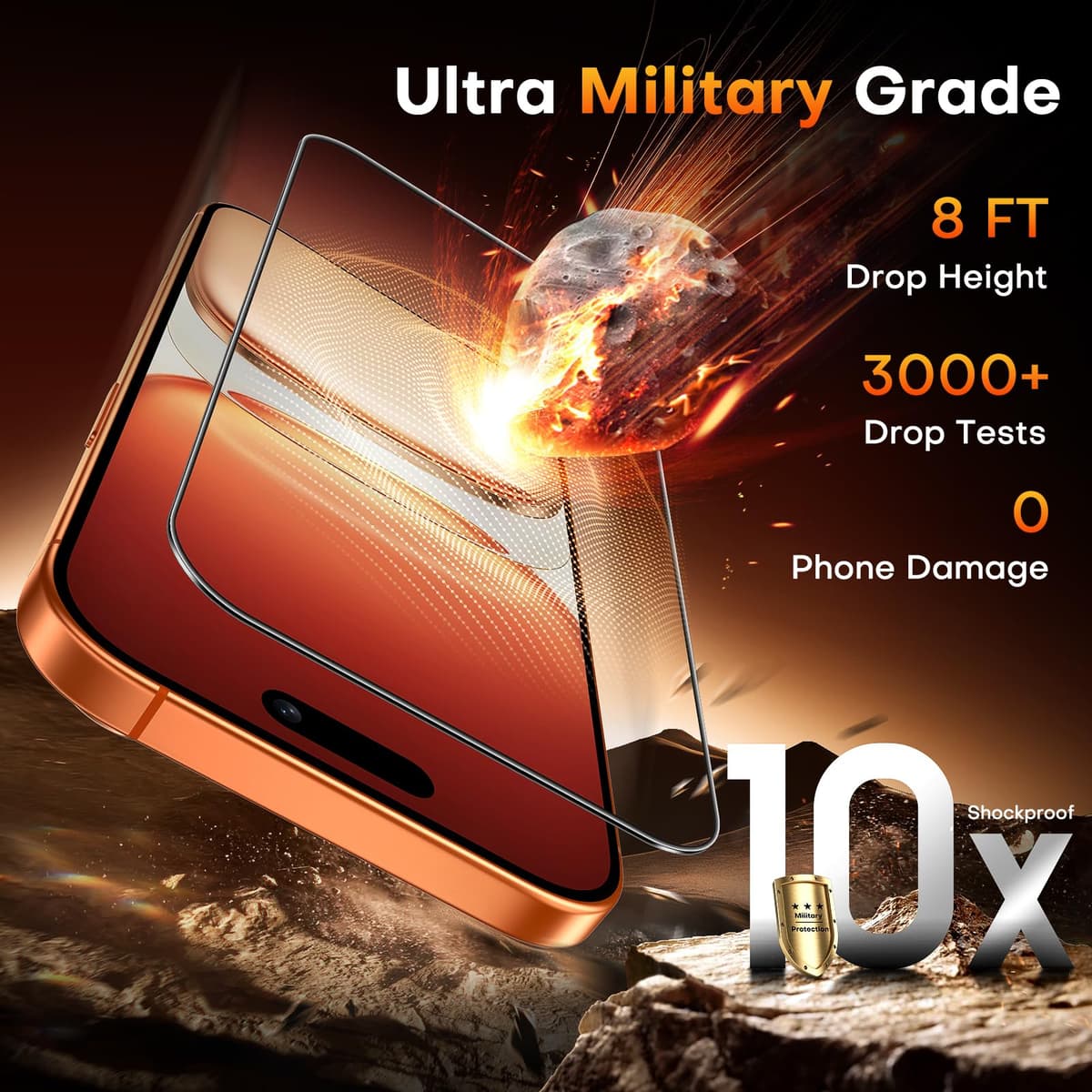 TOCOL Screen Protector for iPhone 17 Pro Max, iPhone 16 Pro Max 6.9-Inch, Instant Installation, Tempered Glass HD Clear, Full Coverage Protection, Military Grade Shatterproof, Case Friendly, 2 Pack — view 5