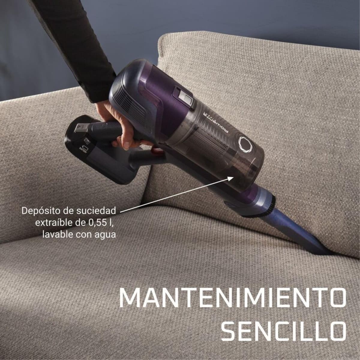 Rowenta XPert 6.60 - Aspiradora escoba versátil sin cable, con 3 funciones en 1 multiespacios, batería de litio, 2 velocidades, gatillo Boost, ligero y portatil, Lila RH6838 — view 5