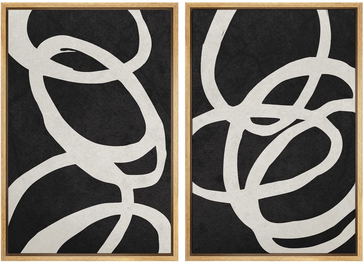 MUDECOR Framed Canvas Print Wall Art Set Watercolor Pastel Duotone Tan Landscape Abstract Shapes Illustrations Modern Art Decorative Contemporary for Living Room, Bedroom, Office - 24"x36"x2 Natural — view 7