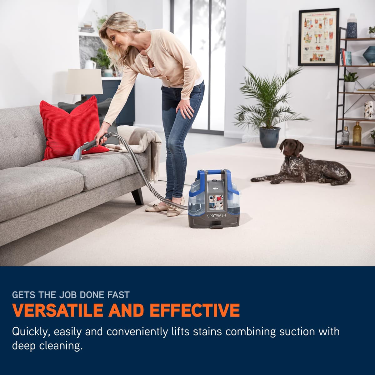 VAX SpotWash Duo Spot Cleaner, For Stains, Spills & Pet Messes, Suitable for Car, Sofa, Upholstery, Compact, Handheld Cleaning Machine Includes Pet Tool & Vax 250ml Solution, CDCW-CSXA. — view 3