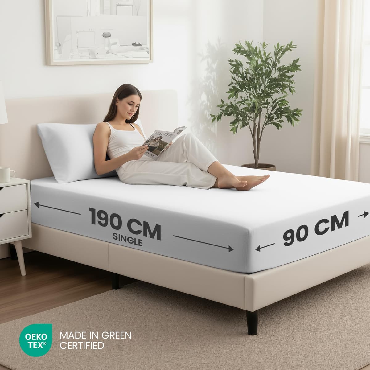 Utopia Bedding Fitted Sheet Single (2 Pack), White - Deep Pocket 14 inch (35 cm) - Oeko Tex Certified - Easy Care - Soft Brushed Microfibre Fabric - Shrinkage and Fade Resistant - Bottom Sheet — view 2