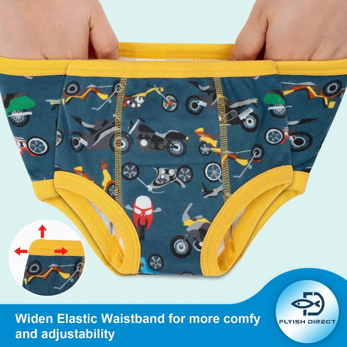 FLYISH DIRECT Potty Training Pants, Reusable Training Pants for Toddlers, 6 Packs of Car Potty Trainer Underwear for Boys, 2 Years, Blue Car — view 3