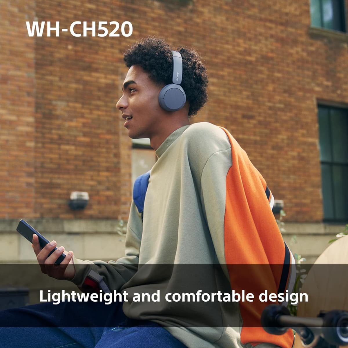 Sony WH-CH520 Wireless Bluetooth On-Ear Headphones, Lightweight Design, Up to 50hr Battery Life, Quick Charge, EQ, Clear Call Quality, iOS & Android - Black — view 3