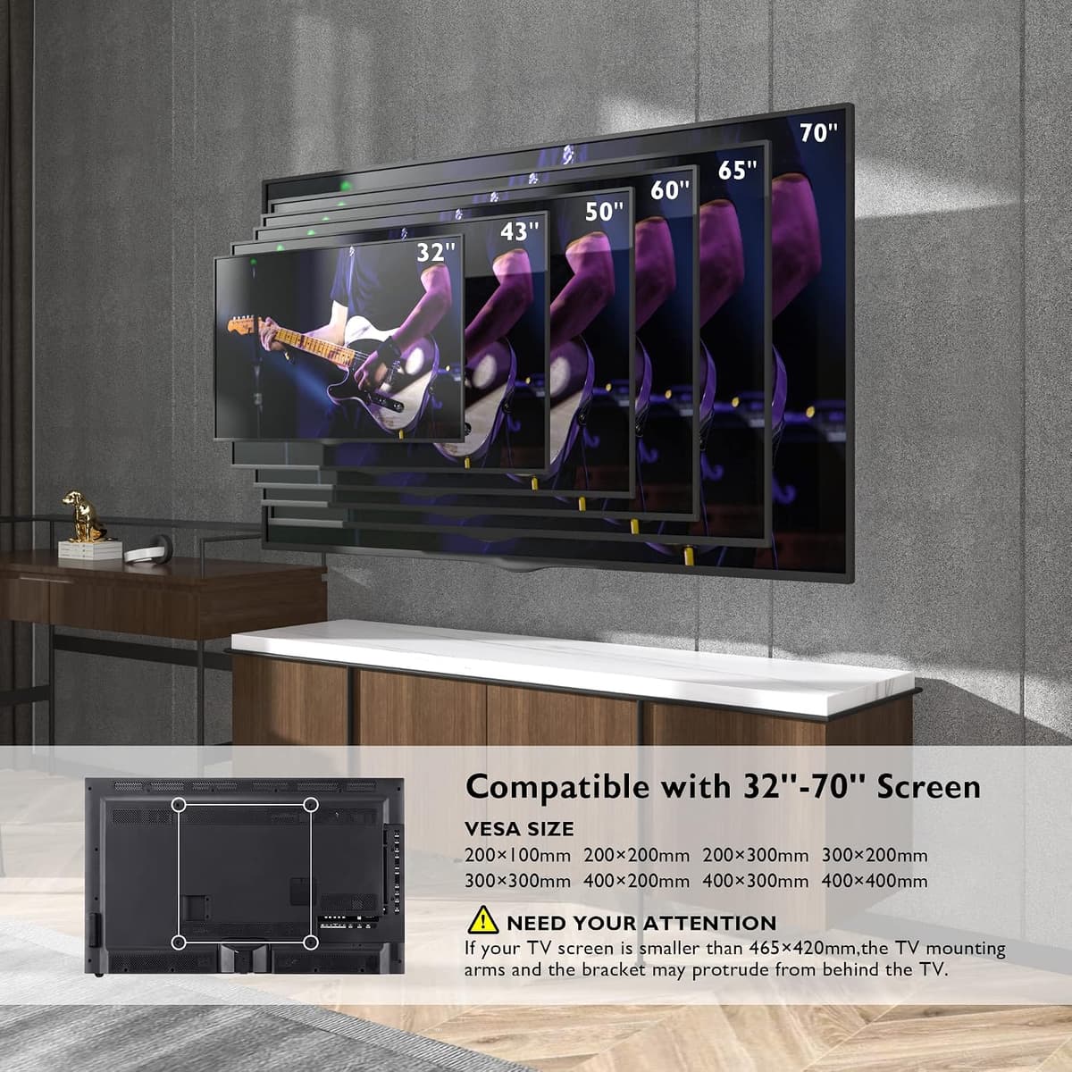 BONTEC TV Wall Bracket, Universal TV Wall Mount for 32-70 Inch, Extra Long Articulated Arm 850mm, Tilt Swivel Rotate Full Mot — view 4