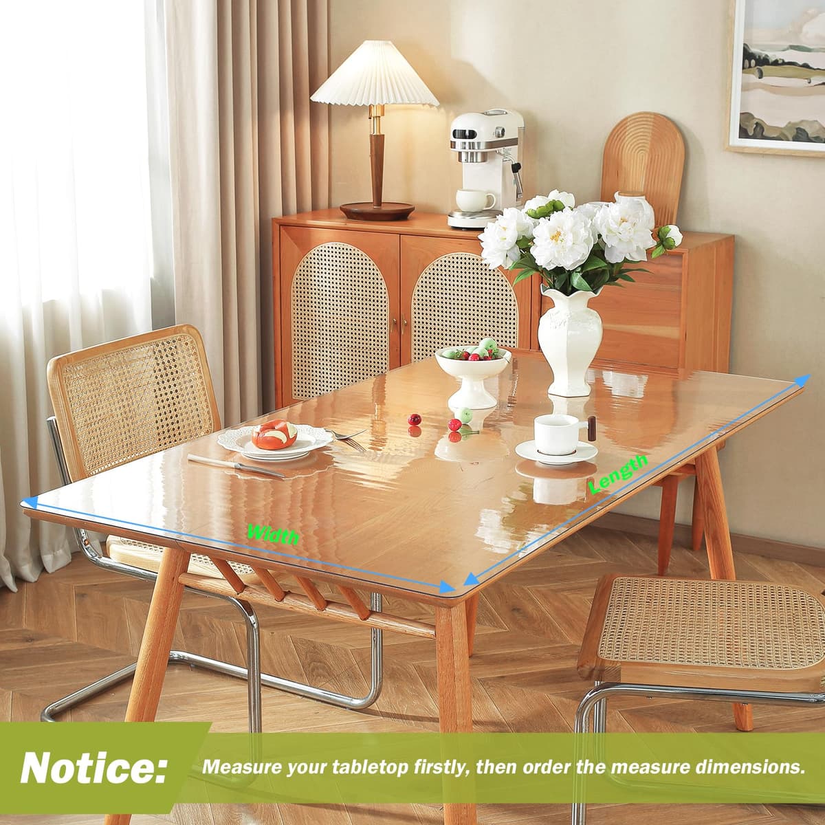 OstepDecor Clear Table Protector 36 x 60 Inch, 1.5mm Thick Plastic Table Cover, Waterproof PVC Clear Table Cover Protector, Desk Mat Writing Desk Pad for Desktop, Coffee & Dining Room Tabletop — view 5