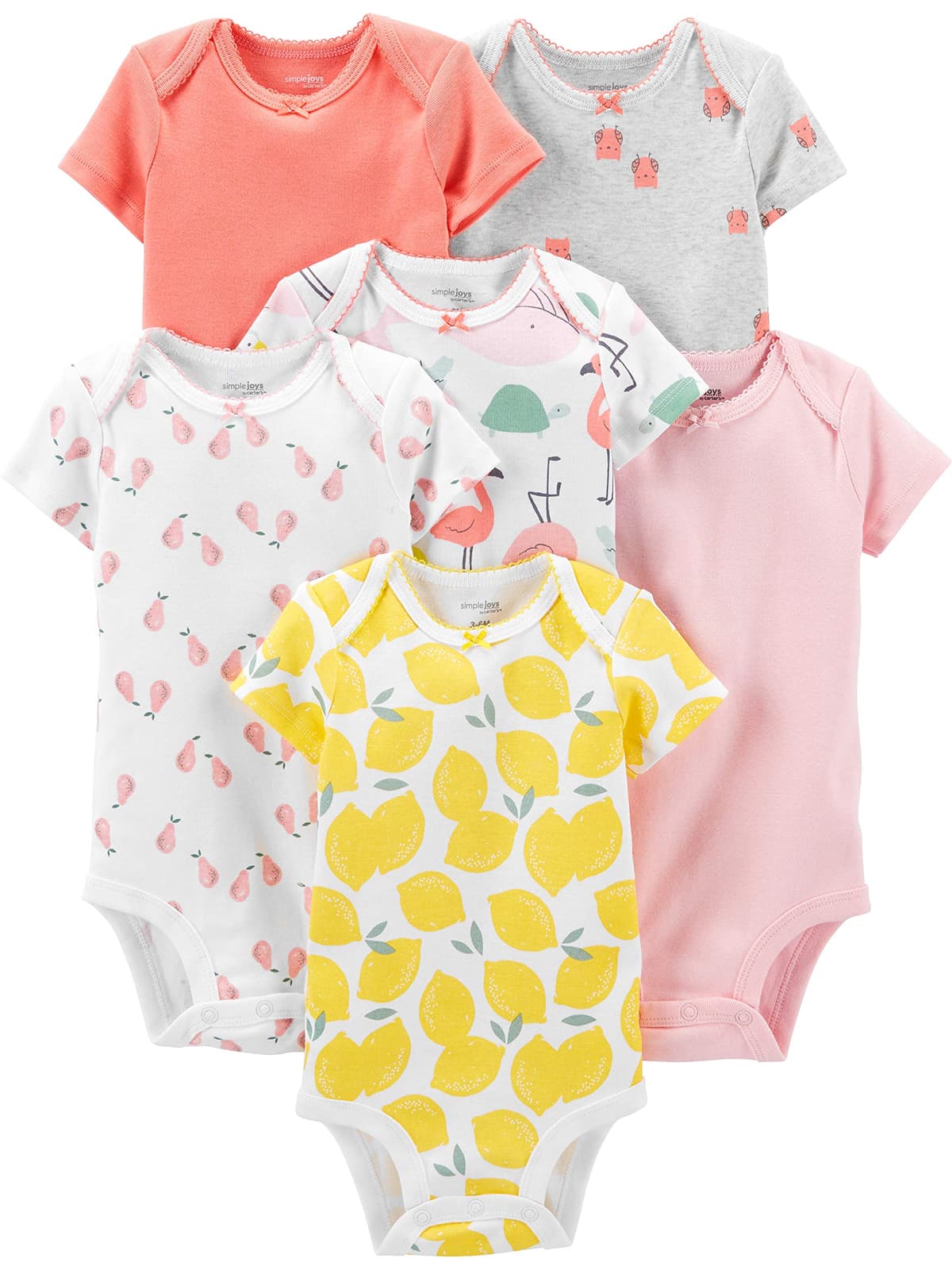 Simple Joys by Carter's 6-Pack Short-Sleeve Bodysuit Body Bebé-Niñas (Pack de 6) — view 11