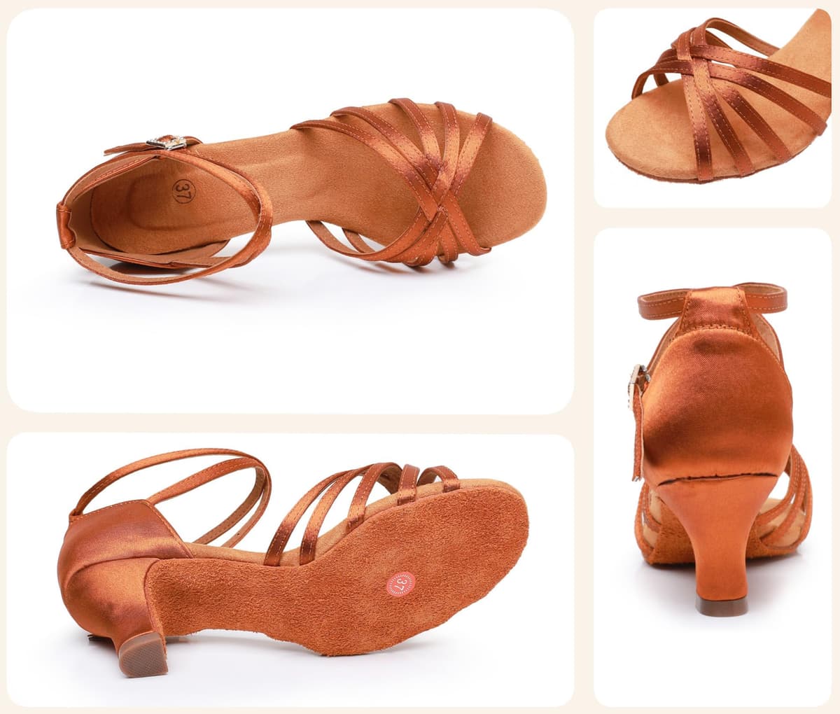 Rosefinch Zapatos de Danza Latina para Mujer Negro Profesional Zapatos de Baile de salón de Fiesta de Salsa de Baile práctica de Rendimiento Zapatos tamaño — view 4
