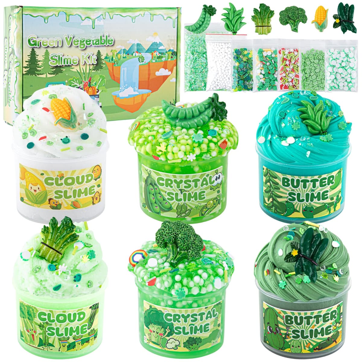 LAWOHO 6 Paquetes de Naranja Slime Kit - Nube, Mantequilla & Claro, Crujiente para Niños con Varios Complementos, Fiesta de Slime para Niñas y Niños, 360ml — view 10