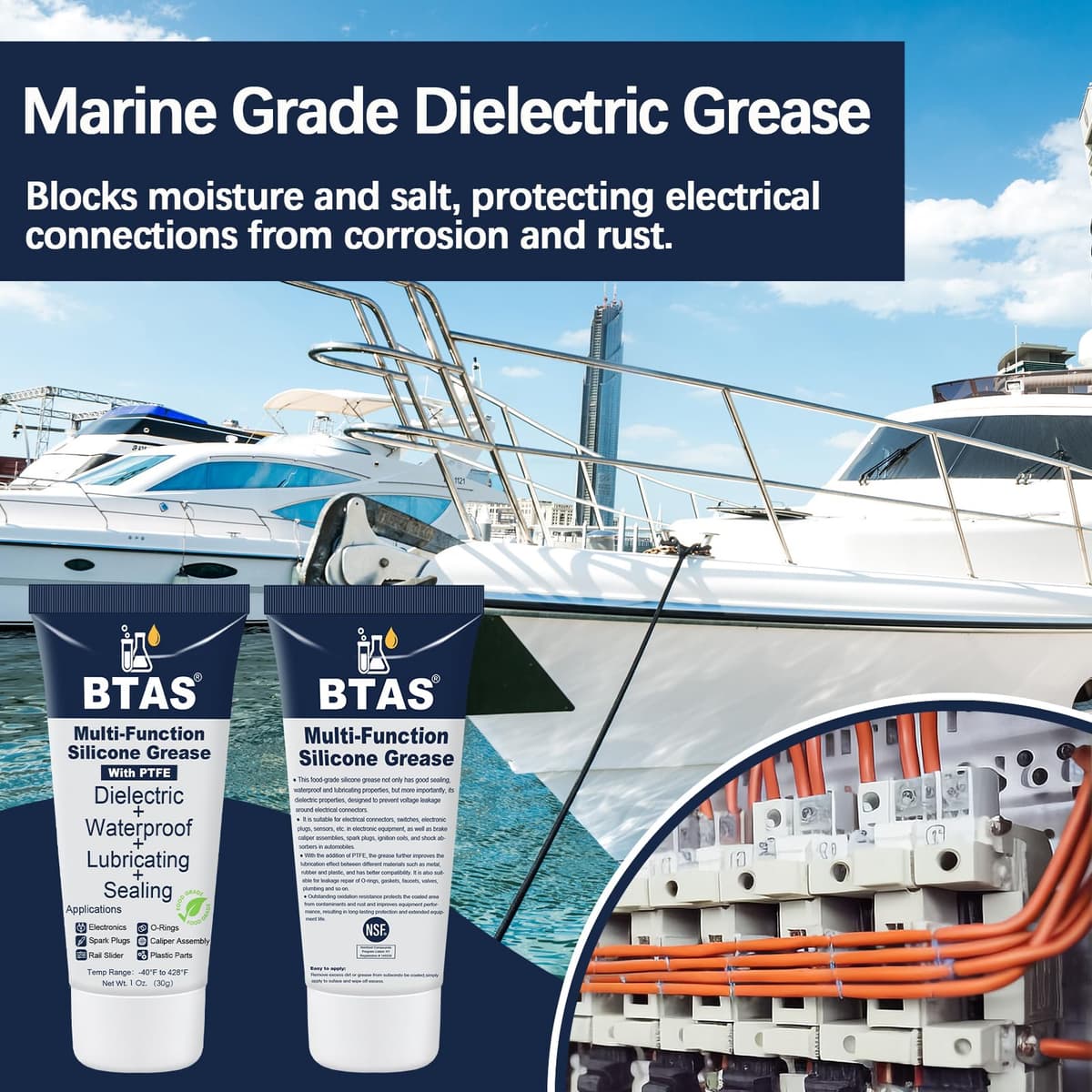 BTAS Dielectric Grease for Electrical Connectors Automotive Spark Plug Boot Battery Terminal Marine Dialectical Electronics Wiring Die Electric Contact Silicone Dialectric Grease 1 Oz 1 Pcs — view 3