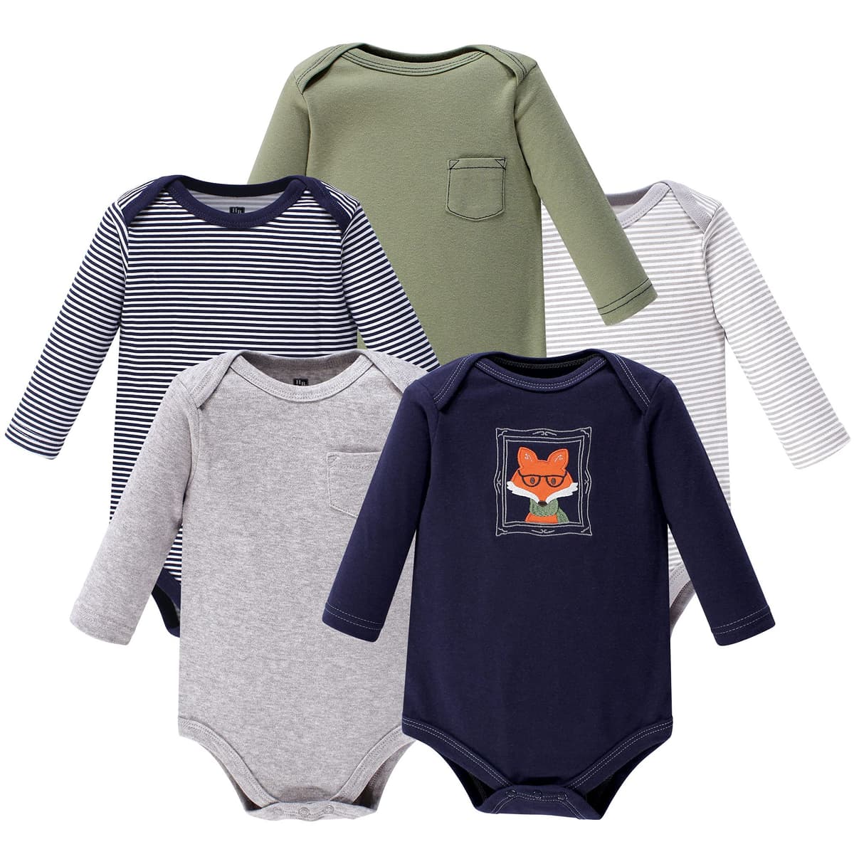 Hudson Baby unisex-baby Cotton Long-sleeve Bodysuits, Heather Gray, 3-6 Months — view 19