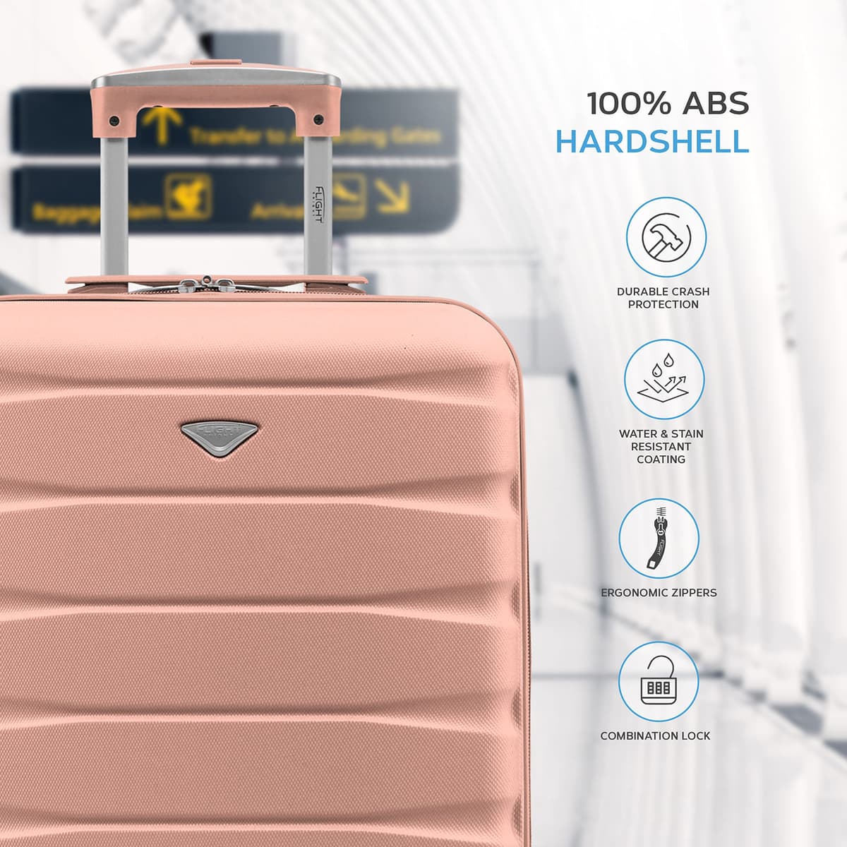 Flight Knight Set of 2 Lightweight 4 Wheel ABS Hard Case Suitcases Cabin Carry On Hand Luggage Approved for Over 60 Airlines Including easyJet, Jet2 & Maximum Size for Ryanair (Priority) 55x40x20cm — view 4