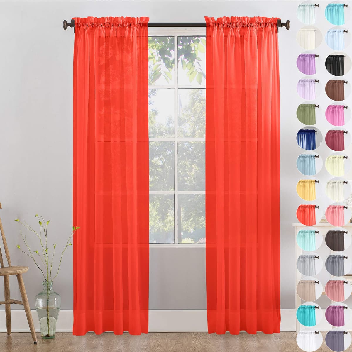 Megachest a pair of slot top voile curtains (Pure White, 56" wideX81 drop 2 Panels) — view 43