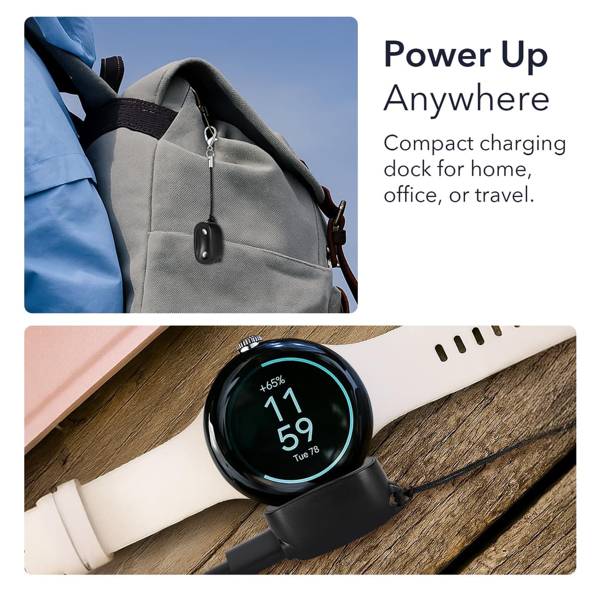Wasserstein On-The-Go Charger Compatible with Google Pixel Watch 4 (41mm & 45mm) - Portable Charging Dock - Made for Google - NOT Compatible with Pixel Watch, 2 & 3 — view 5