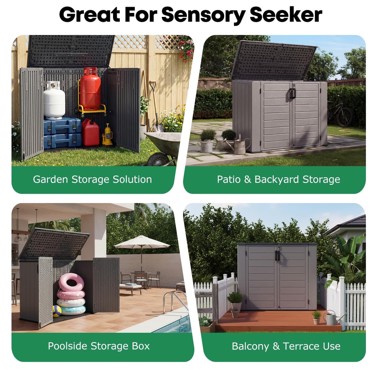 Panana Plastic Shed Garden Storage With Floor Lockable Outdoor Storage House Tool Shed Box, Compact Utility Tool Cabinet L142xW67xH 118.5cm (GSGD24) — view 4