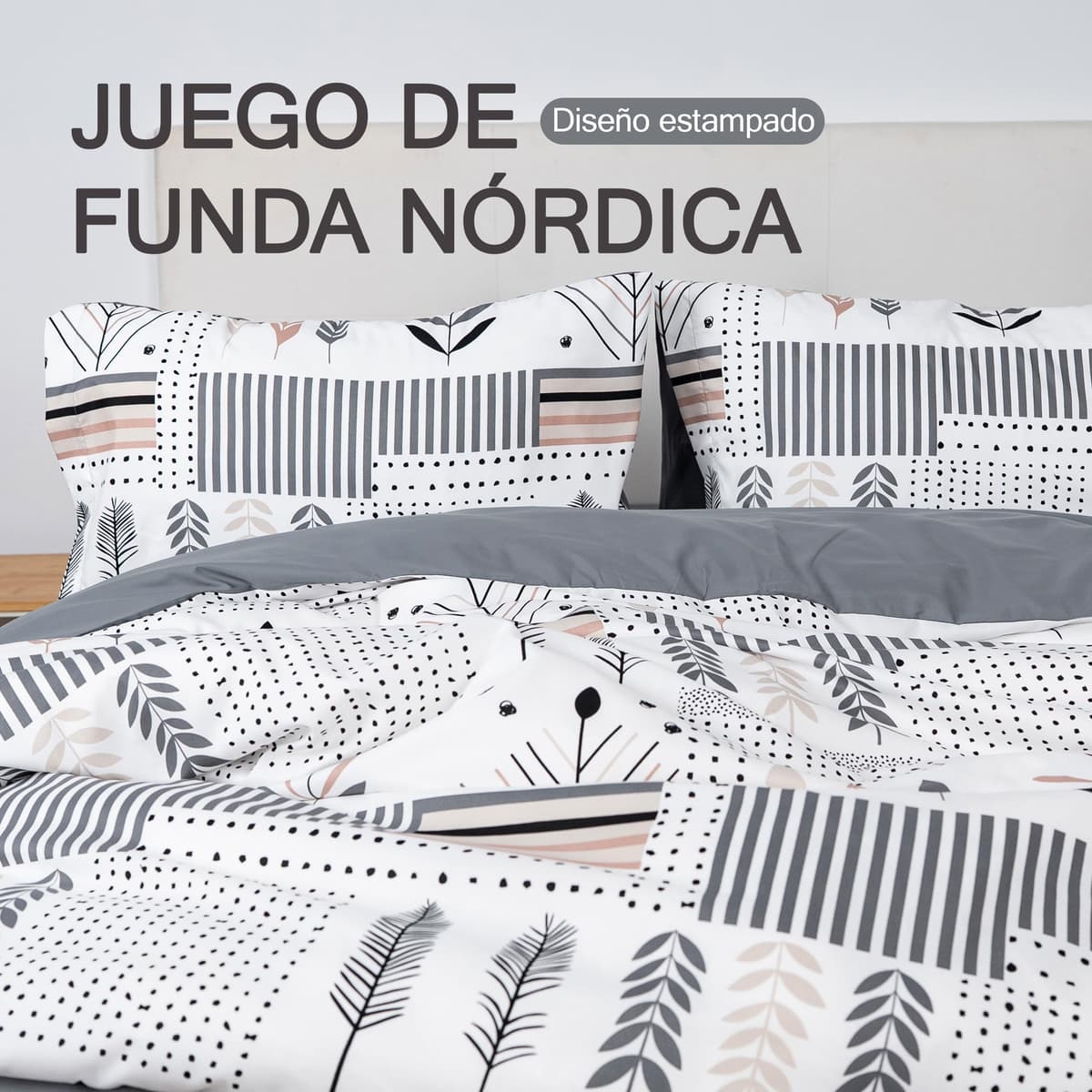Etrexonline Juego de Funda Nórdica 3 Piezas Cama 150 Microfibra Suave Transpirable - 1 Funda Edredón 220x240 cm y 2 Fundas de Almohada 50x75 cm (Geometricas) — view 2