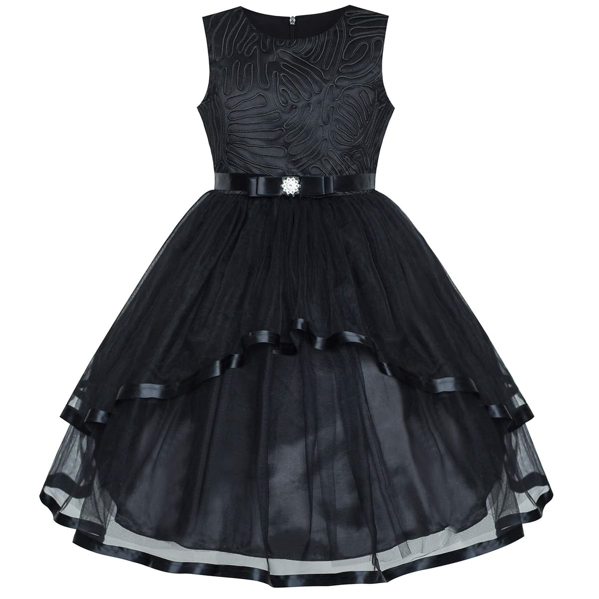 Sunny Fashion Flower Girls Dress Blue Belted Wedding Party Bridesmaid Size 4-12 — view 9