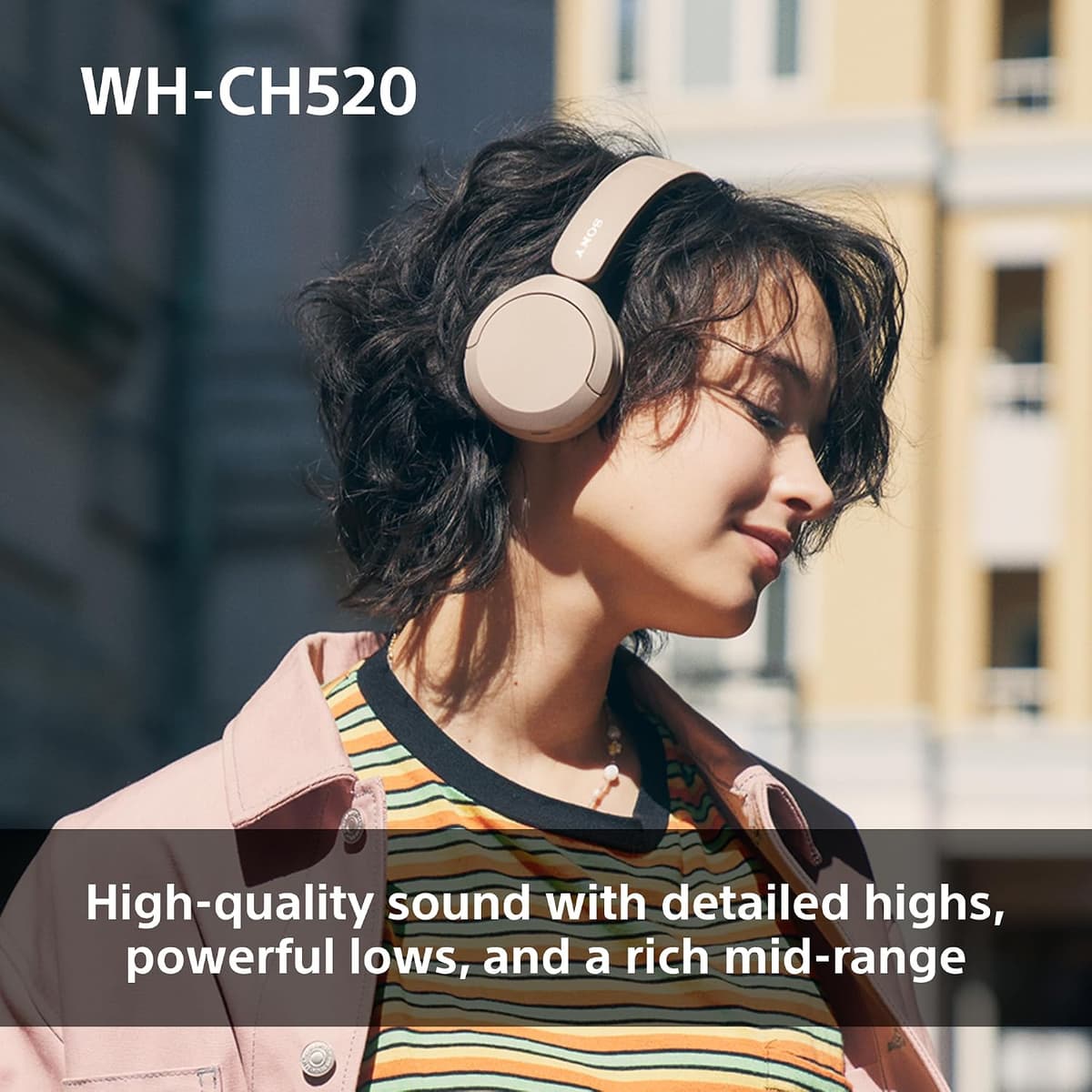 Sony WH-CH520 Wireless Bluetooth On-Ear Headphones, Lightweight Design, Up to 50hr Battery Life, Quick Charge, EQ, Clear Call Quality, iOS & Android - Black — view 2