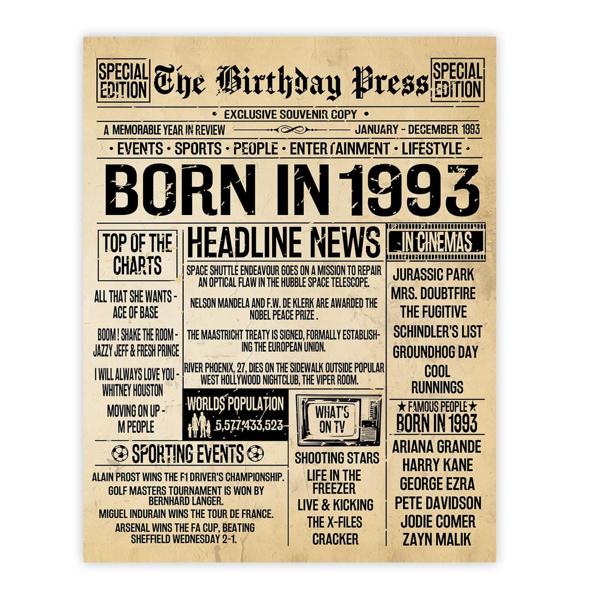 Stuff4 50th Birthday Poster Unframed - Born In 1976 Vintage Newspaper - Happy 50th Birthday Gifts for Women Men Retro Back In 1976, 8x10 Inch Decor Decoration Bday Party — view 66