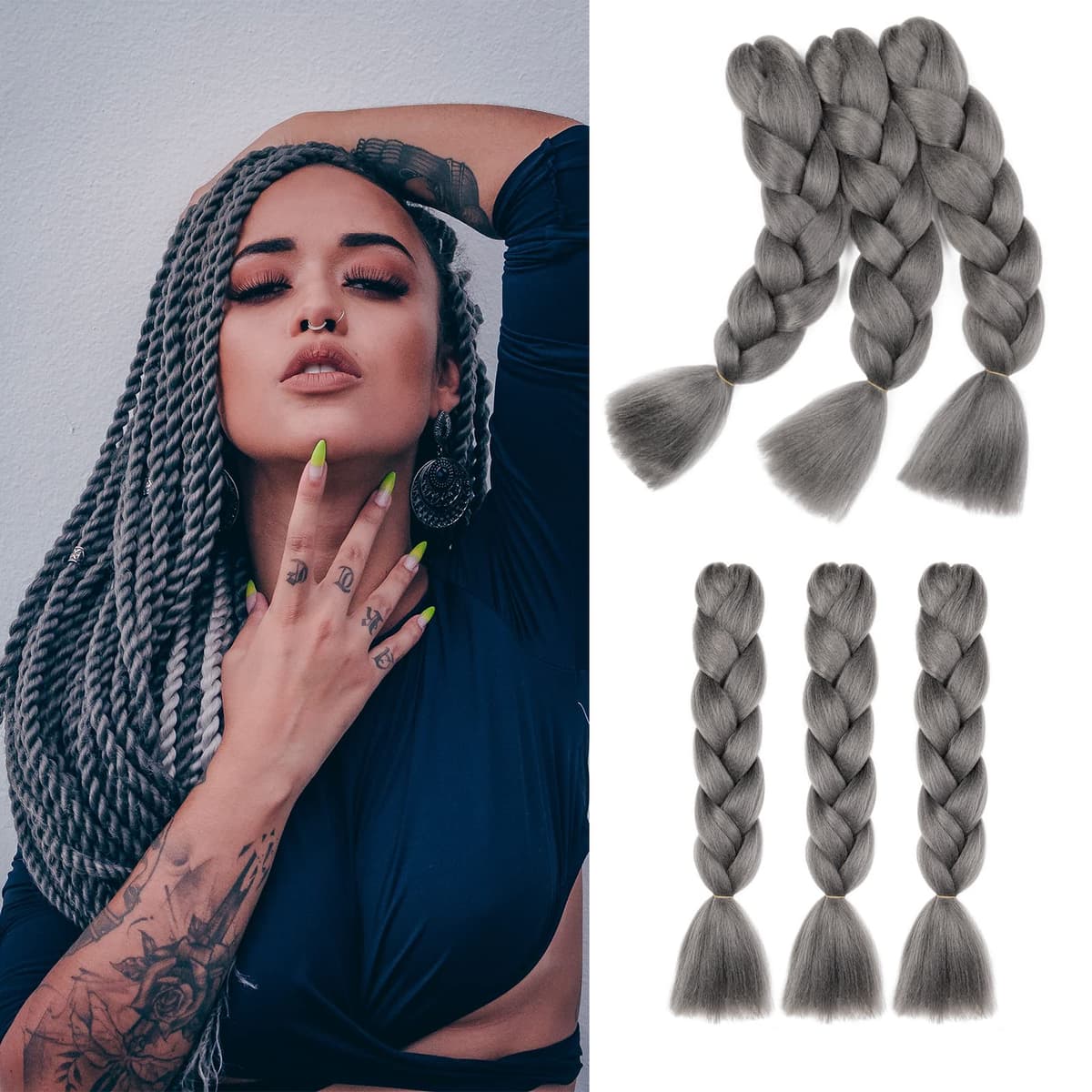 60cm Extensiones de Pelo Trenzas Africanas Castaño Oscuro Extensiones para Trenzas Africanas 1 pcs 100g Kanekalon Pelo para Trenzas Africanas Sintetico Extensiones de Trenzado Cabello Braiding — view 131