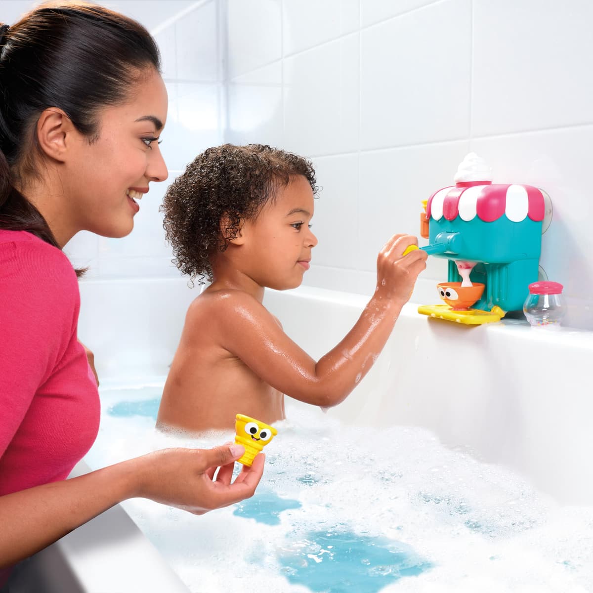 Toomies Foam Cone Factory Deluxe - Ice Cream Foam Maker Baby Bath Toys - Wall Mounted Bubble Bath Toys for Kids - Pretend Play Water Toys - Toddler and Baby Sensory Toys - Plus 18 Month Old Toys — view 4