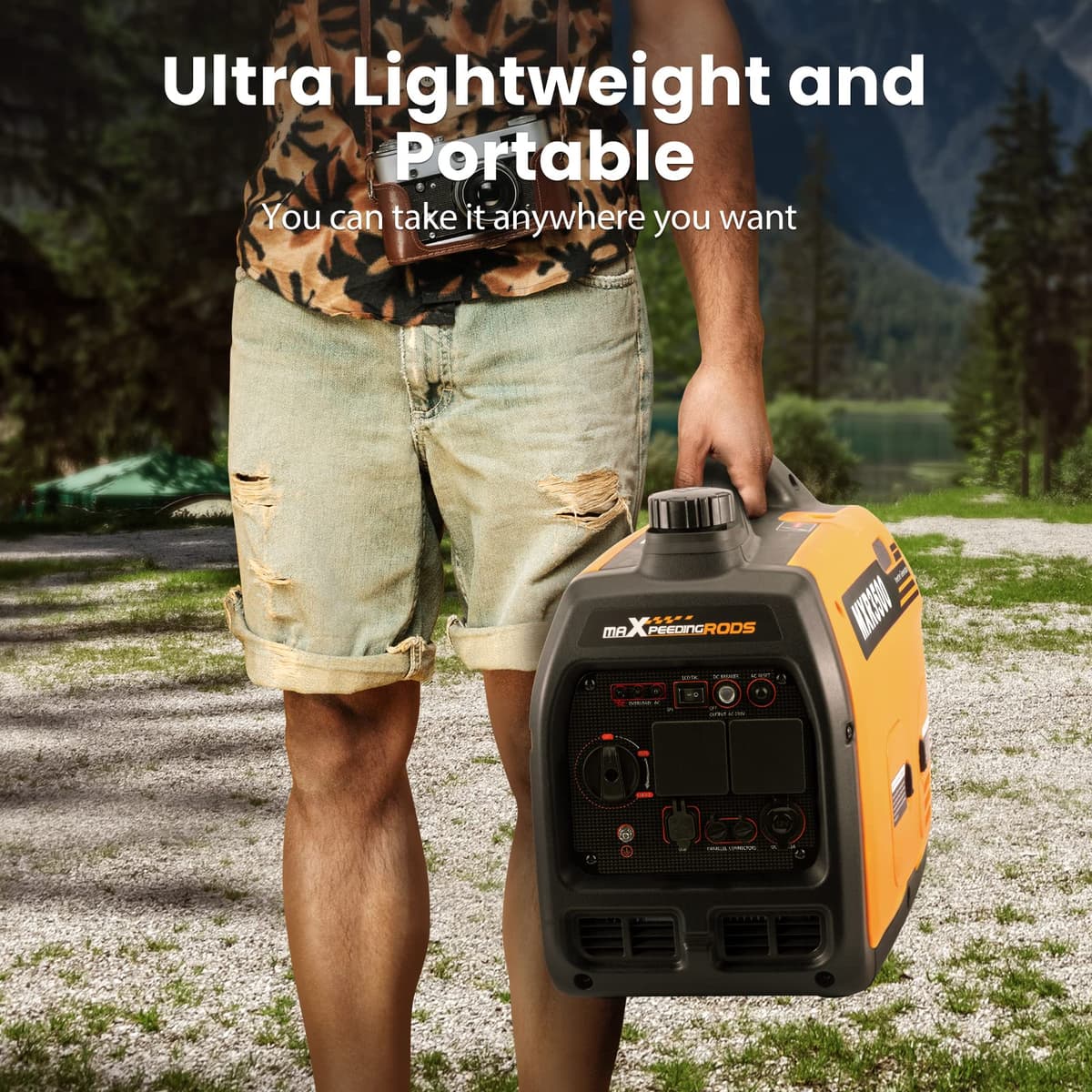 maXpeedingrods 3300W Portable Inverter Generator Petrol Silent Pure Sine Wave Generator for Camping, RV Travel, Home, or Jobsites — view 3