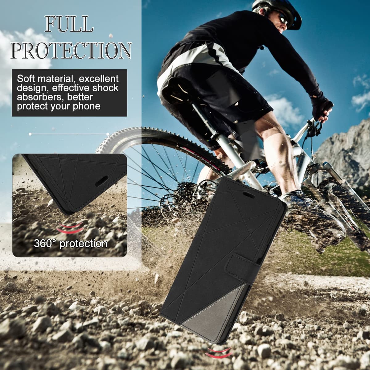 Sony Xperia 10 IV Case, Premium PU Leather Shockproof Wallet Flip Case Cover for Sony Xperia 10 IV, Black — view 4