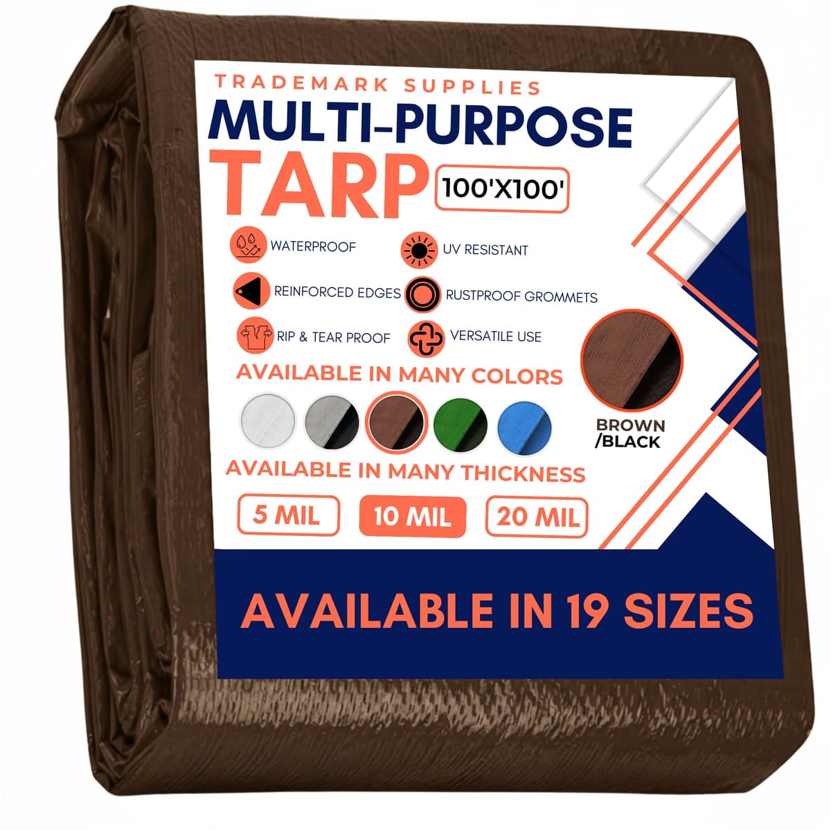 Large Waterproof Tarp- Heavy Duty Thick Poly Tarpaulin Ideal for Canopy Tents, Boats, RV or Pool Covers- Multipurpose Protective Tarps with Grommets for Indoor and Outdoor Use — view 207
