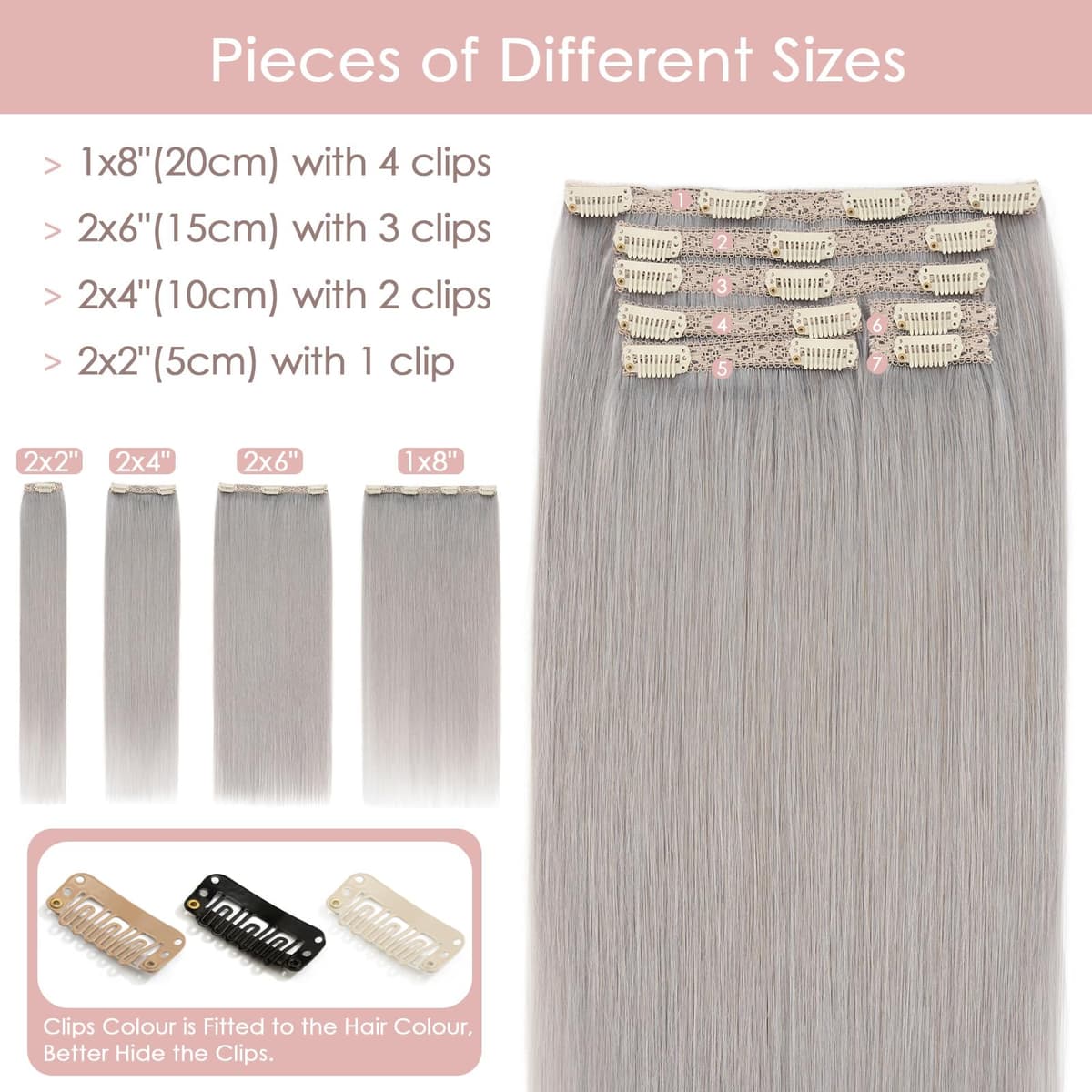 Silk-co 10inch Hair Extensions Clip in Hair Extension Human Hair #04 Medium Brown -Basic Thickness-Thin Weft- 8 Pieces Real Remy Straight Hair Extensions[50g] — view 178
