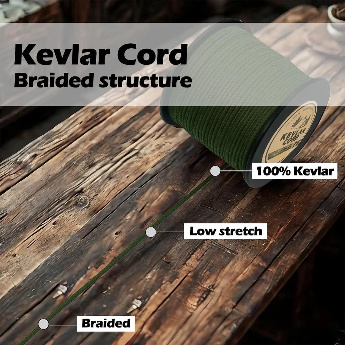 9KM DWLIFE Cuerda de pesca trenzada Kevlar Resistencia superior a la tracción y alta resistencia a la abrasión Resistente a la llama Cuerda multiusos 150 lb-1000 lb Cuerda de cometa/Herramientas al — view 4