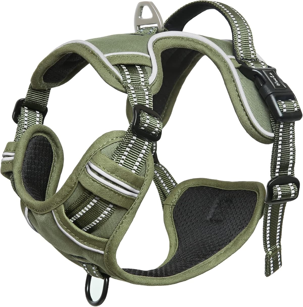 HEELE Dog Harness, Dog Harness for Small Medium Large Dogs No Pull Adjustable Padded Reflective Harness with Handle for Walking Training, Green, S — view 6