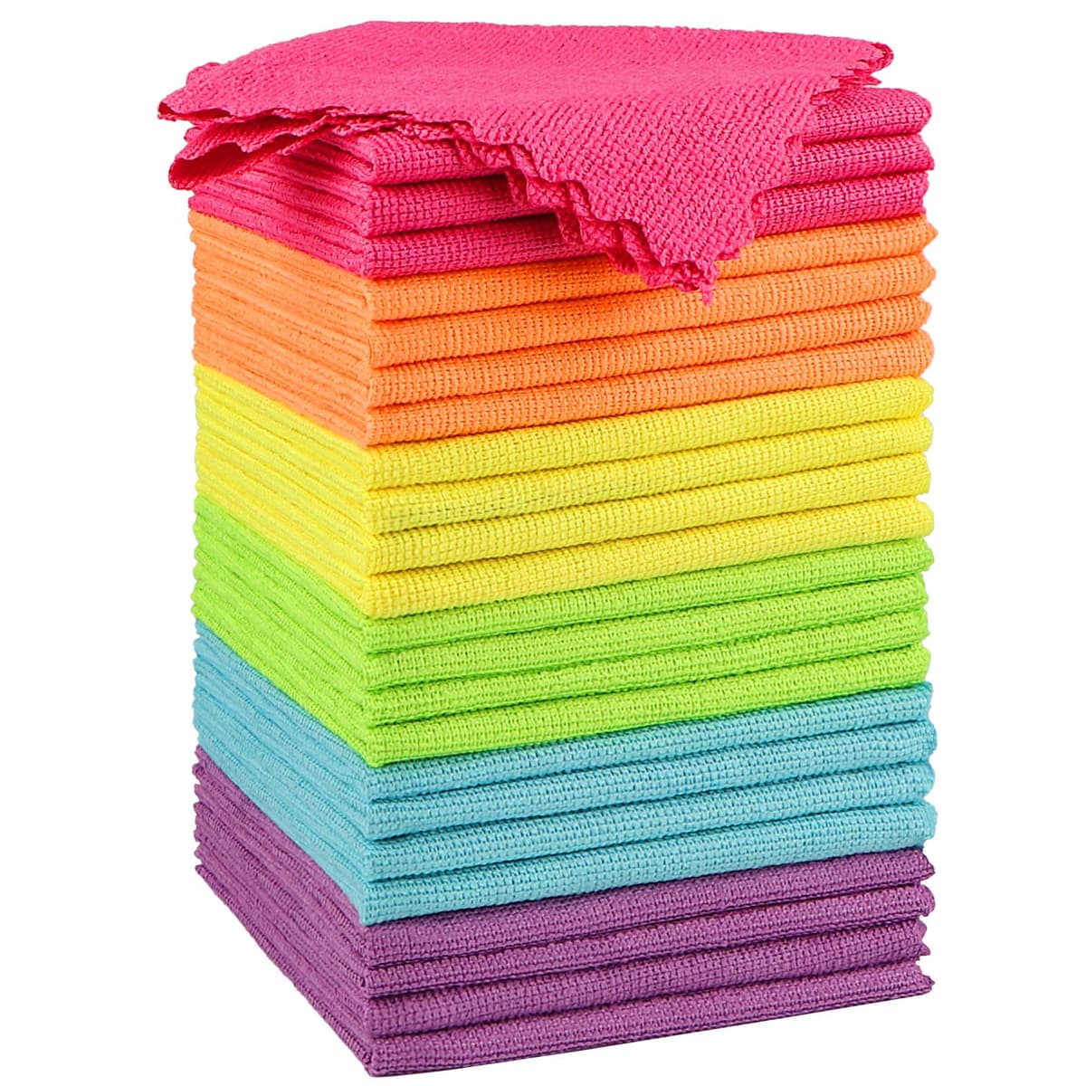 Orighty Paños de Limpieza de Microfibra, 24 paquetesAltamente absorbentes, sin pelusasMultiusos, potentes paños de Limpieza para el hogar, la Cocina y el Cuidado del Coche Multicolor 24 piezas