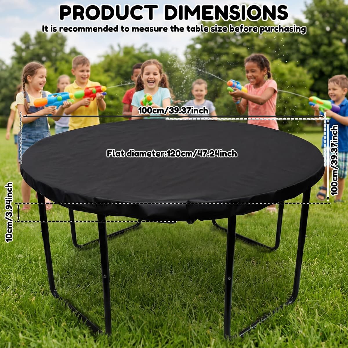 Universal Tuff Tray Cover 125x125x10cm Heavy Duty Oxford Cloth Waterproof Play Tray Cover with Straps Anti-Mould Resistant Outdoor Tuff Spot Stand Accessories Protective Covers for Outdoor Play — view 2